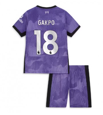 Liverpool Cody Gakpo #18 Tredjeställ Barn 2023-24 Kortärmad (+ Korta byxor)